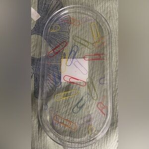 Oval Paperclip Print Plastic Tray – Cute Office Desk Organizer